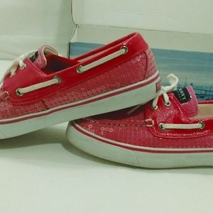Sperry Top Sider Bahama Pink Sequin Boat shoes 8M
